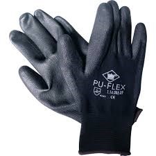 Handschoen PU-Flex, nylon drager, zwart, maat 10