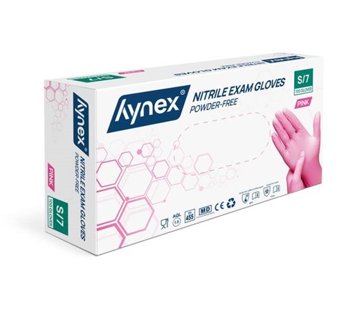 Nitril handschoenen roze, poedervrij, maat S (100stuks)