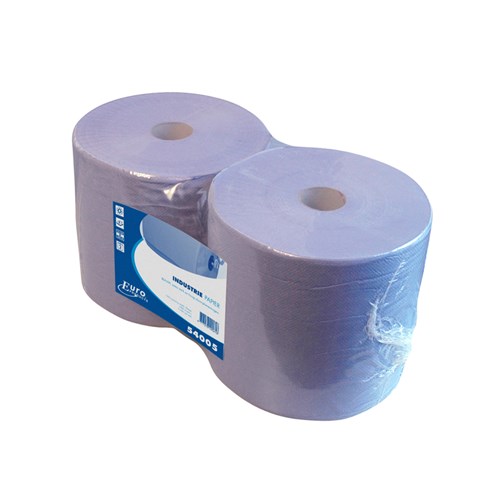 Euro Industriepapier 2-laags blauw recycled 380M x 26 cm