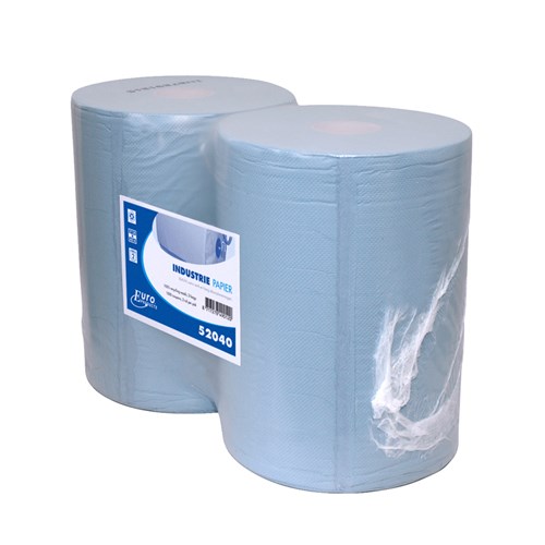 Euro Industriepapier 2-laags blauw recycled 400M x 37 cm