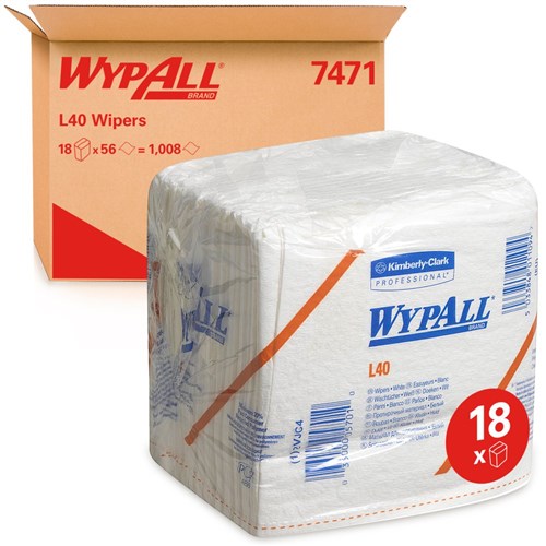 WypAll L40 poetsdoek 7471 1-laags wit (18x56 st p/ds)